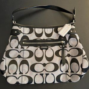 Authentic - Coach - Daisy Outline Signature Metallic Hobo Bag - Moonlight